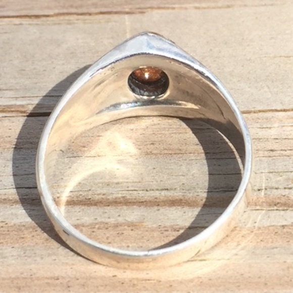 Celtic Tree Ring Sterling Silver Natural Sunstone - Picture 6 of 15